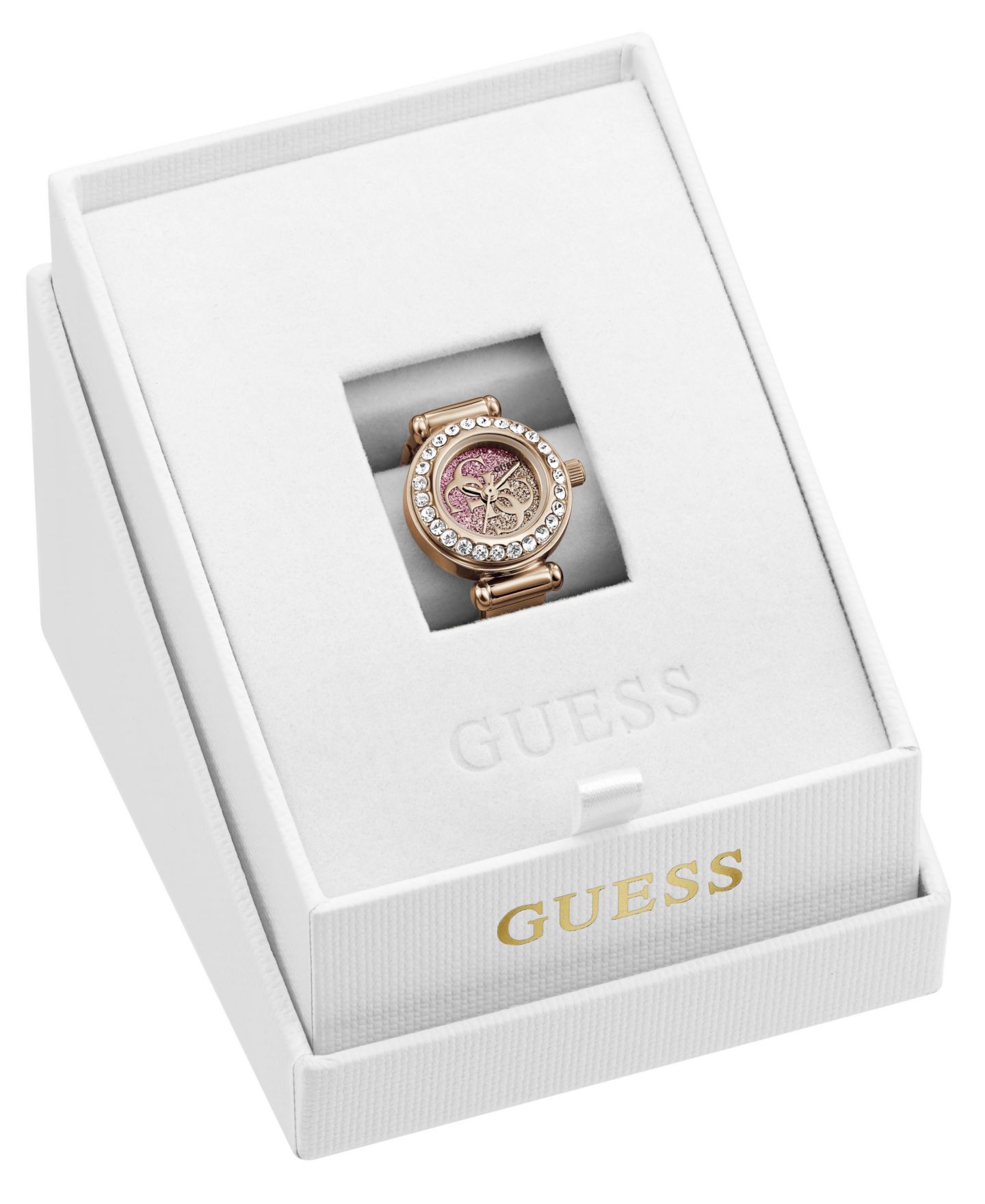 Женские часы GUESS Glitz Rose Gold-Tone Stainless Steel Analog Ring, 18mm — фото 3