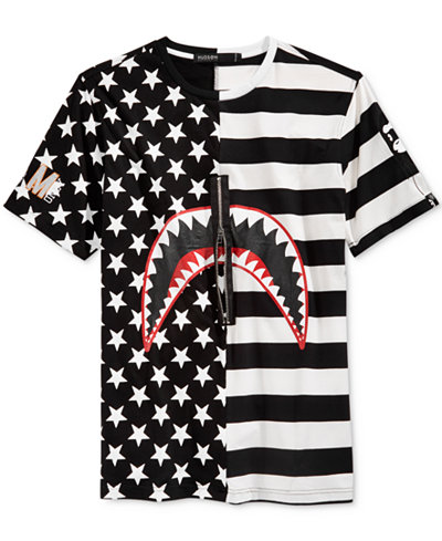 Hudson NYC Men's Front-Zip Shark Flag T-Shirt