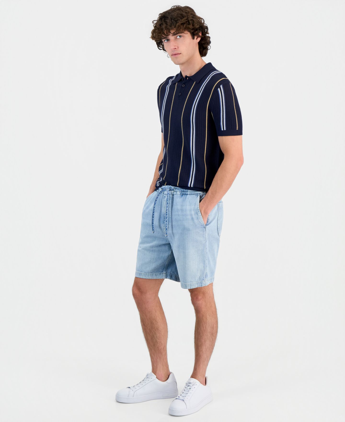 Мужские шорты GUESS Carson Cotton-Blend Drawcord 8" Shorts, цвет: Bailey — фото 4