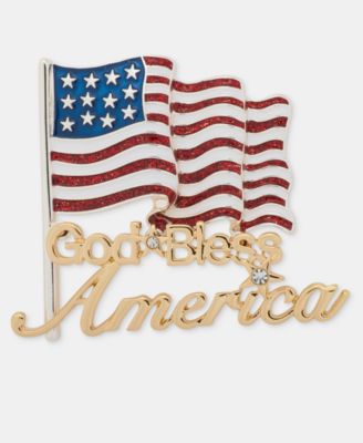 Boxed Two-Tone Crystal America Flag Pin