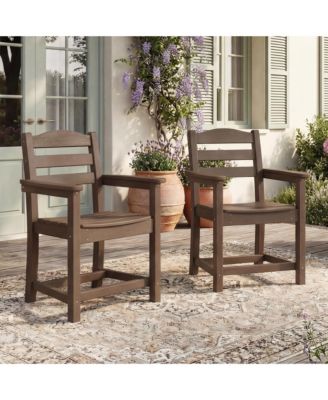 Set of 2 Outdoor Dining Chair with Armrests, For All Weather Conditions