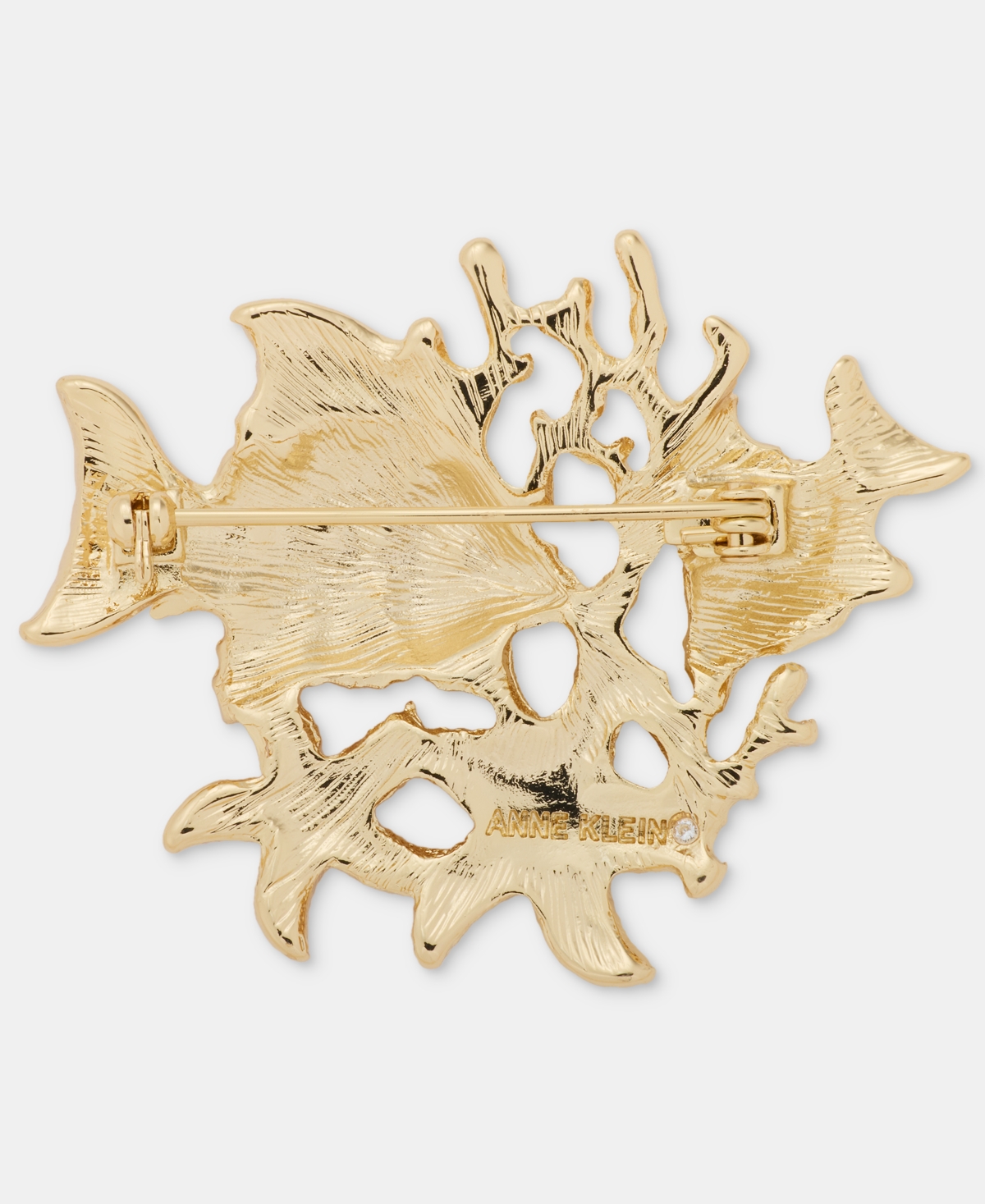 Anne Klein Boxed Gold-Tone Coral Dual Crystal Fish Pin