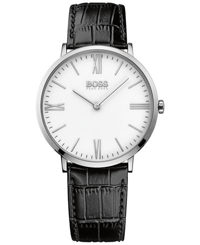 BOSS Hugo Boss Men's Jackson Black Leather Strap Watch 40mm 1513370