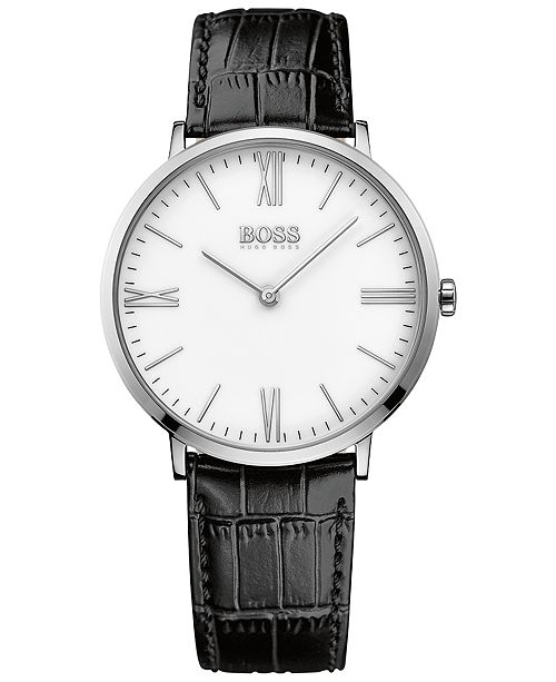 Boss Hugo Boss Men S Jackson Black Leather Strap Watch 40mm 1513370 Reviews All Fine Jewelry Jewelry Watches Macy S
