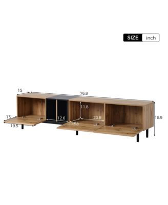 Modern Wooden TV Stand for 80" TVs, Media Console Entertainment Center with 3 Cabinets and Open Shelves for Living Room