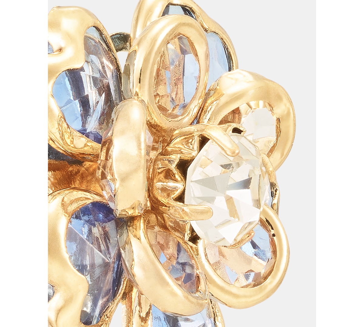 Anne Klein Gold-Tone Blue Multifaceted Stone Flower Button Earrings