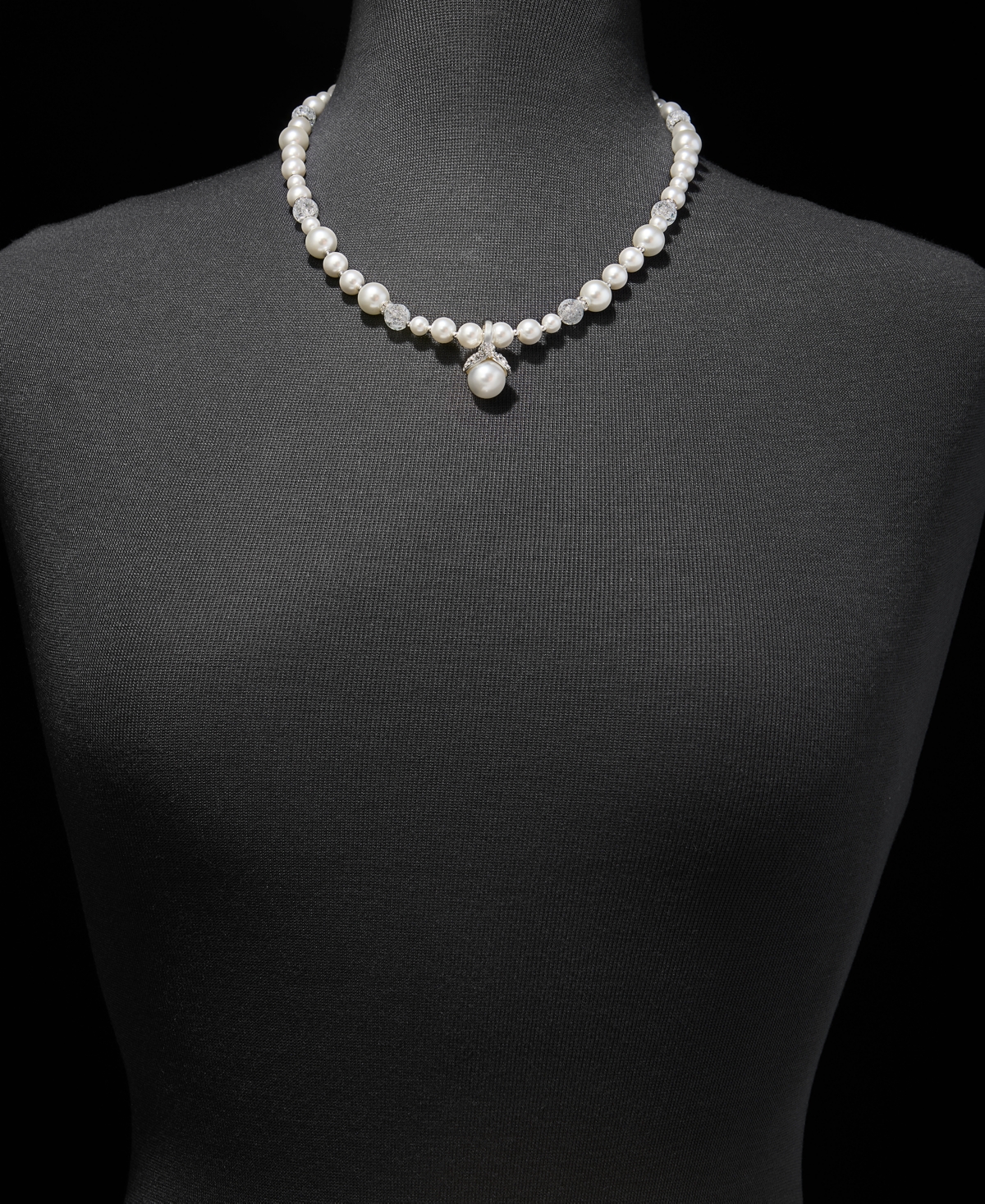 Anne Klein Silver-Tone Removable Glass Pearl Pendant Necklace