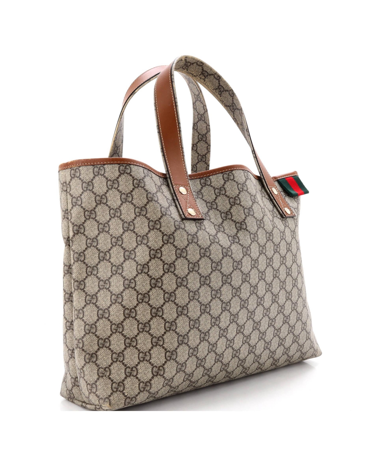 Pre-Owned Gucci Medium Web Loop Tote Gg Coated Canvas