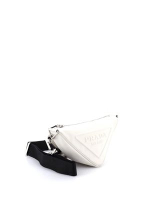 Mini Triangle Logo Zip Crossbody Bag Embossed Leather