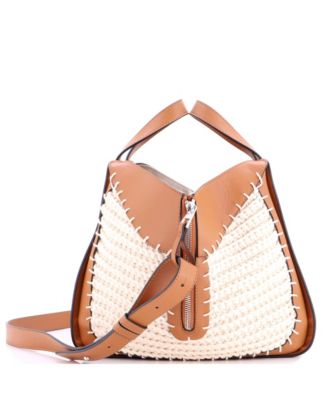 Small Hammock Bag Leather and Crochet