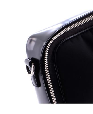 Small Brique Camera Crossbody Bag Tessuto and Spazzolato Leather