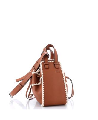 Small Hammock Bag Leather with Crochet Detail