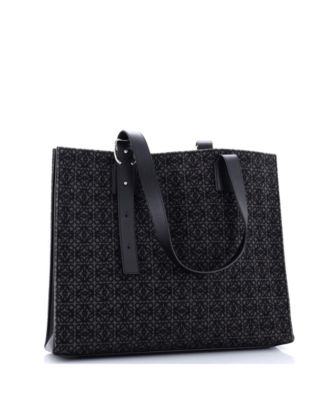 Horizontal Buckle Handle Tote Anagram Jacquard