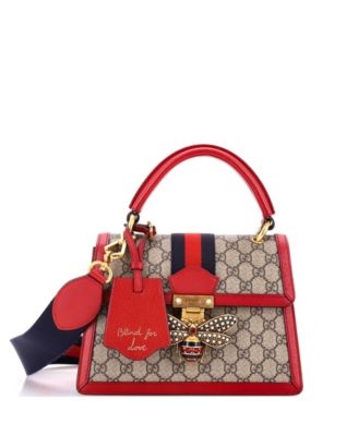 Small Queen Margaret Top Handle Bag GG Coated Canvas with Leather