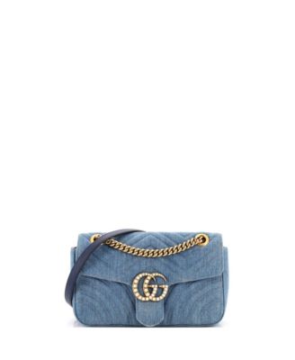 Small Pearly GG Marmont Flap Bag Matelasse Denim