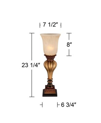 Traditional Uplight Accent Table Lamps 23 1/4" High Set of 2 Light Gold Alabaster Glass Shade for Living Room Bedroom