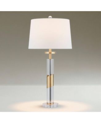 Alfred 30 1/2" High Soft Brass and Crystal Column Table Lamp