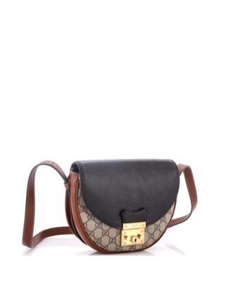 Small Padlock Saddle Shoulder Bag GG Coated Canvas and Leather