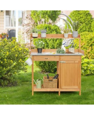 Multifunctional Garden pot plant rack with metal top