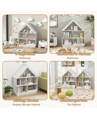 3 Tier House Shaped Kids Toy Storage Organizer with Open Shelves