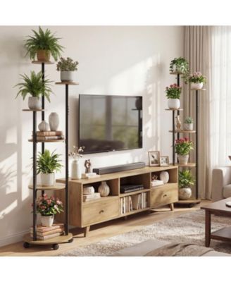 Six Tier Plant Stand with RGB Light and Wheels for Indoor Use