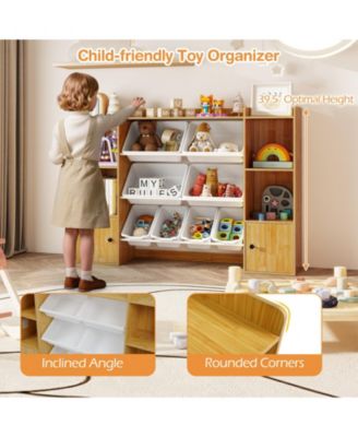 Kids Toy Storage and Bookshelf with Boxes and Open Shelves