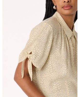 Women's Dashed Marks Tie Sleeve Shirt