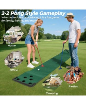11 FT Indoor/Outdoor Putting  Mat with 2 Adjustable Putters and 6 Balls