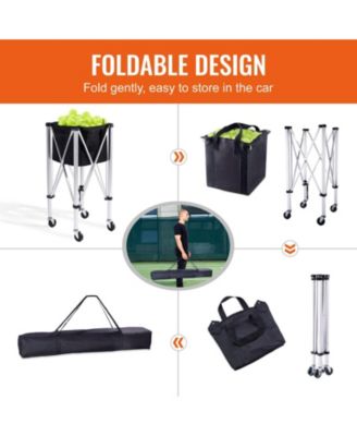 Tennis Ball Hopper Cart Holds 150 Balls, Aluminum Frame with Wheels and Removable Bag