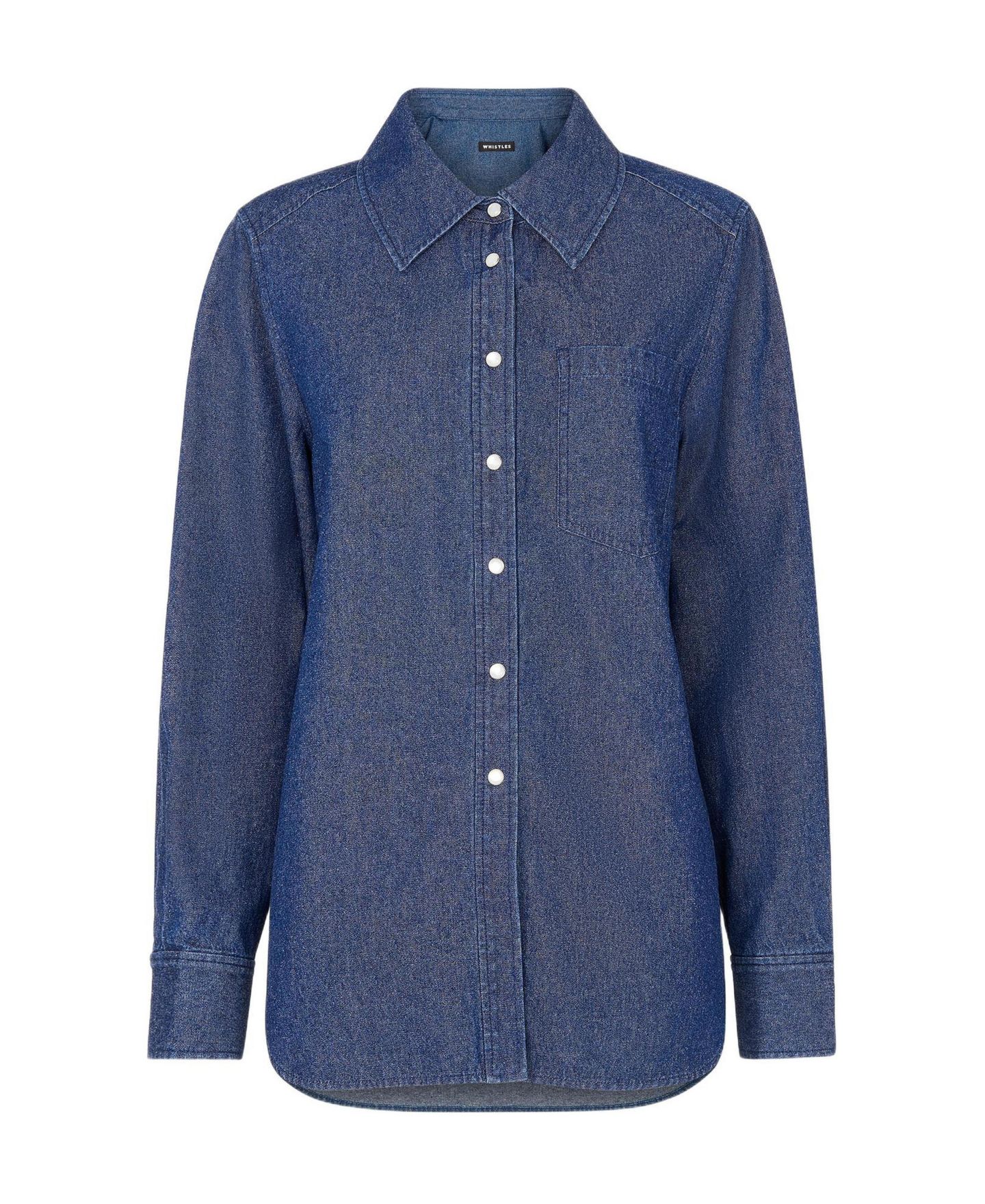 Женская рубашка Whistles Pocket Detail Cotton, цвет: Тёмный синий — фото 2