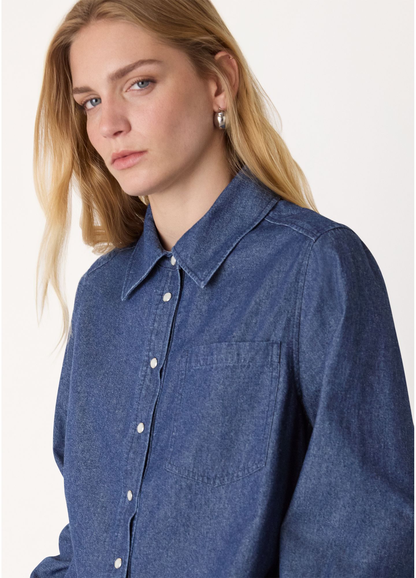Женская рубашка Whistles Pocket Detail Cotton, цвет: Тёмный синий — фото 4