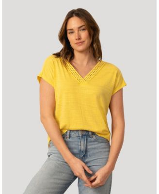 Women's Braided Trim Crinkle Tee