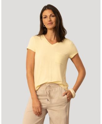 Women's V neck Patch Pocket Tee