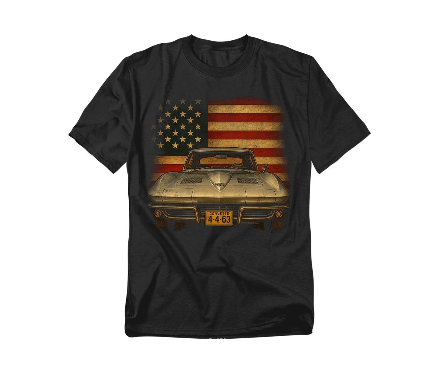 Мужская футболка Corvette Chevrolet USA Flag, цвет: Чёрный — фото 1