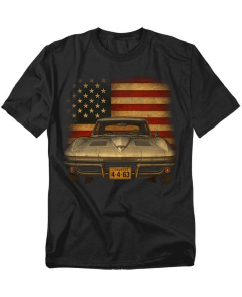 Мужская футболка Corvette Chevrolet USA Flag, цвет: Чёрный