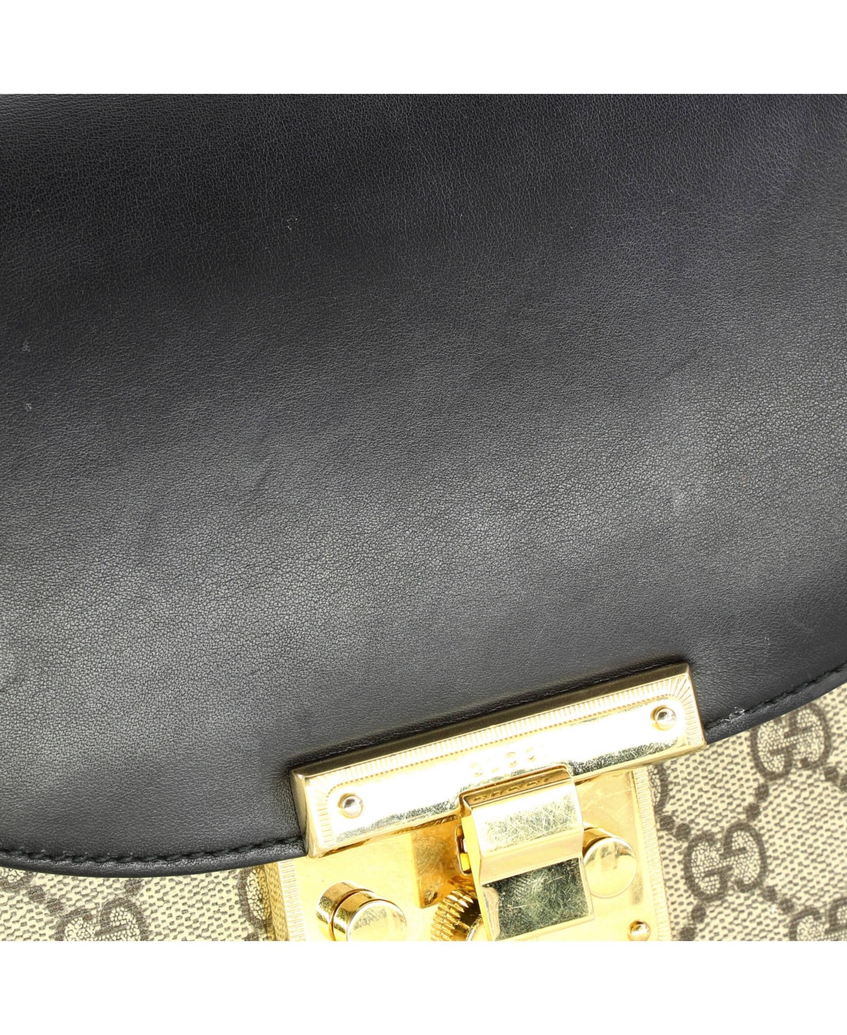 Pre-Owned Gucci Medium Padlock Saddle Shoulder Bag Gg Coated Canvas and Leather