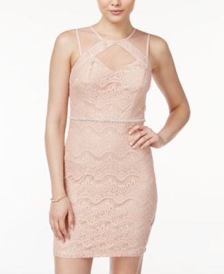 City Studios Juniors  Lace Illusion Bodycon  Dress  