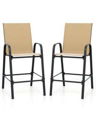 Outdoor Fabric Bar Stools Set of Two with Armrests