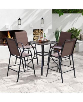 Outdoor Fabric Bar Stools Set of Two with Armrests