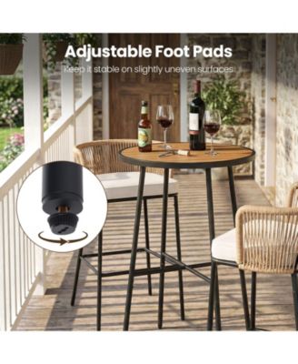 41 in Outdoor Bar Height Round Patio Table with Wood Top