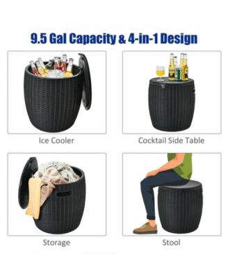 4 in 1 Patio Rattan Cool Bar Cocktail Table