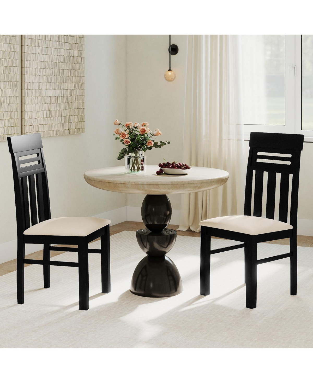 Gymax Dining Chairs Set of Pu Leather Farmhouse Side for Kitchen Living Room