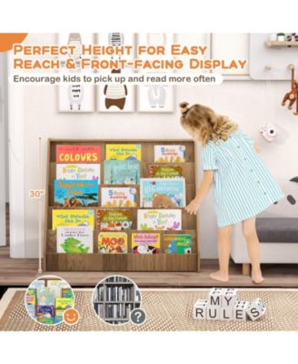 5 Tier Kids Bookshelf with Deep Compartments and Stable Design