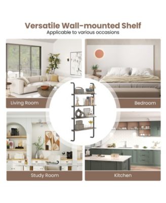 Industrial Four Tier Pipe Shelving with Metal Frame