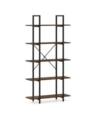Vintage Industrial Five Tier Bookcase with Open Shelving