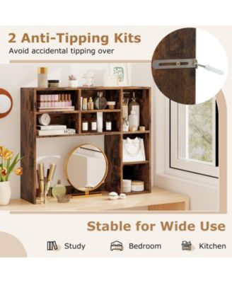 Desktop Bookshelf with Adjustable Shelves and Storage Cubes