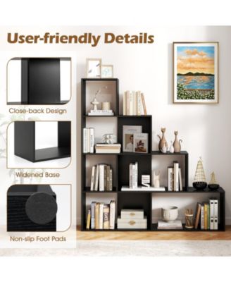 Modern Stepped Bookshelf with Storage Cubes for Living Room