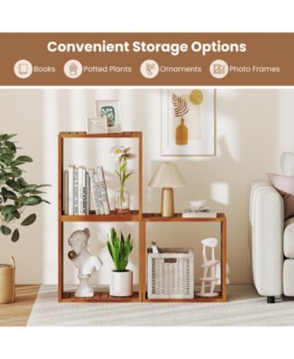 Solid Wood Cube Bookcase Stacking Storage with Open Design