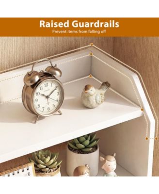 Three Tier Desktop Bookshelf with Raised Guardrails for Countertop