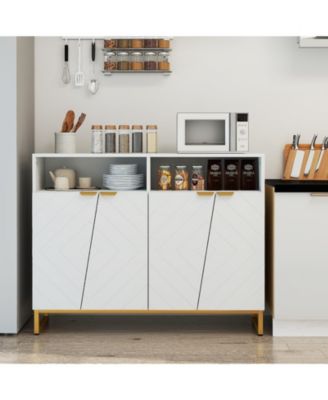 Modern Sideboard Cabinet with Four Doors and Storage Shelves